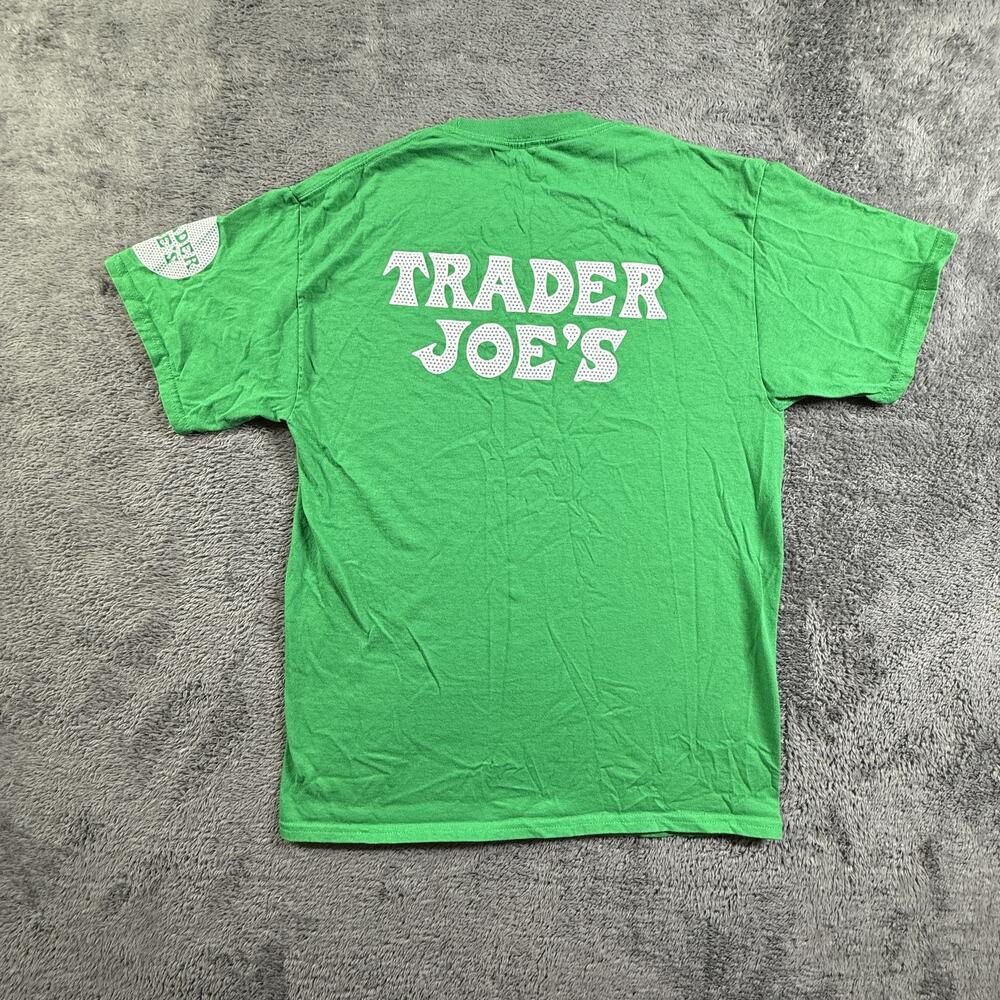 Trader Joe's Crew Member Work Shirt Green Short Sleeve Uniform S/M Cotton Tee
